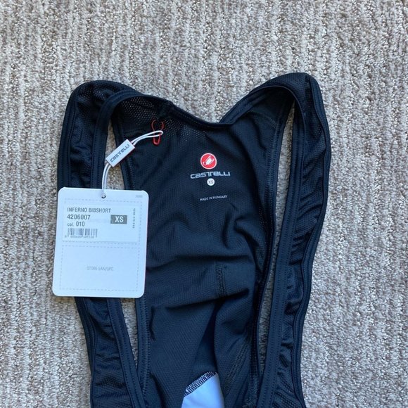 New Men's XS Castelli Inferno Bib Padded Cycling Shorts Cannondale Black - Picture 2 of 4